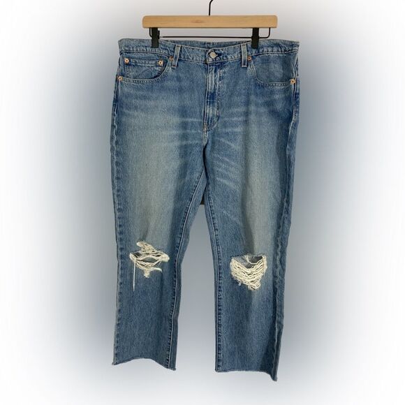 Levi’s Women’s 38x26 511 Big E Distressed Destroyed Cutoff Raw Hem Grunge Denim - Picture 1 of 14